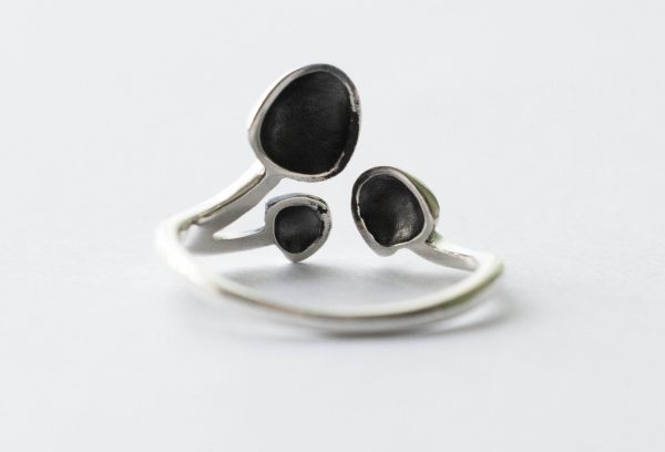 925 Sterling Silver Three Mushroom Adjustable Ring - Image 2