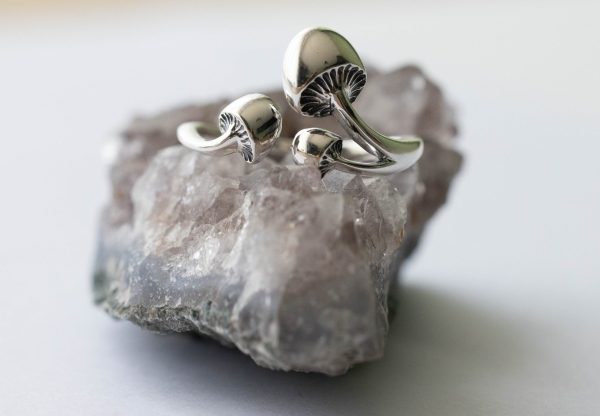 925 Sterling Silver Three Mushroom Adjustable Ring - Image 3