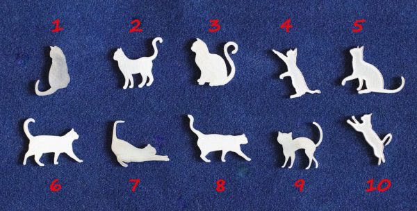 925 Sterling Silver Cats Accent (set of 10pc)