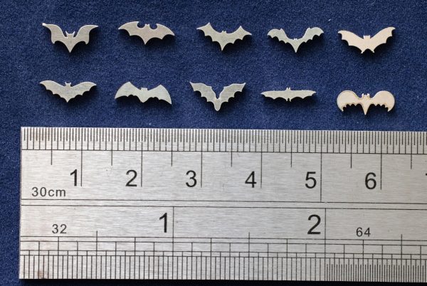 925 Sterling Silver Small Bats Solderable Accent (set of 10pc) - Image 2