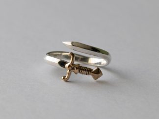 925 Sterling Silver Sword Bypass Adjustable Ring