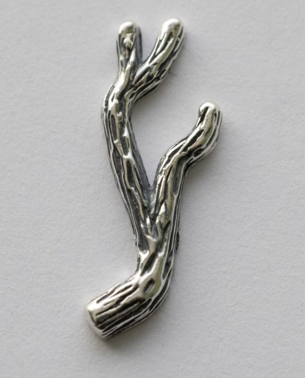 925 Sterling Silver Textured Branch Component