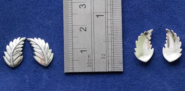 925 Sterling Silver Leaves Component 14 x 9mm ( 1 pair ) - Image 2