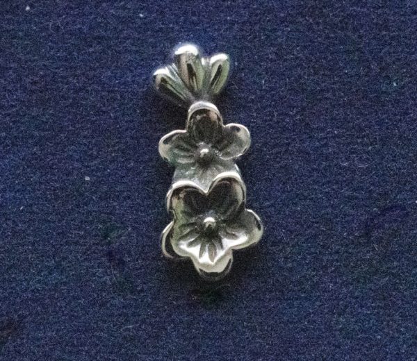925 Sterling Silver 2 Cherry Flower Component