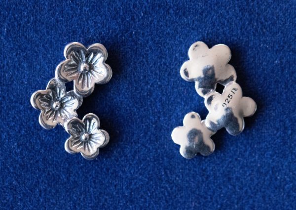 925 Sterling Silver 3 Cherry Flower Component - Image 2
