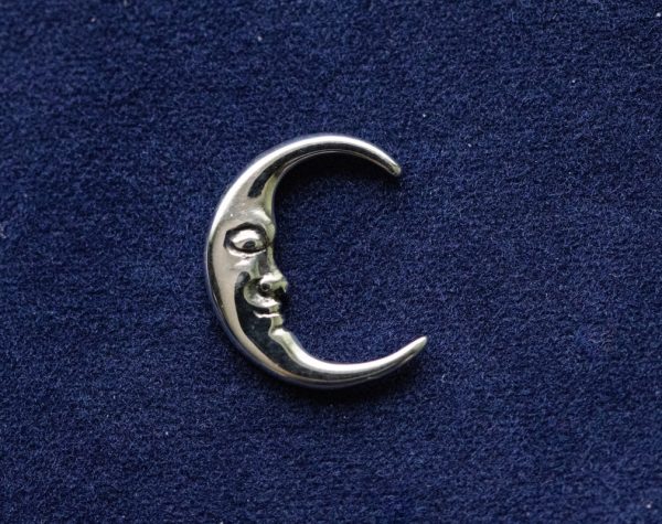 925 Sterling Silver Moon with Face Component
