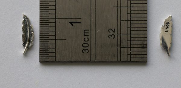 925 Sterling Silver Small Feather Solderable Component - Image 2