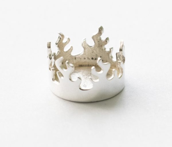 925 Sterling Silver Fire Flame Bezel Cup - Image 2