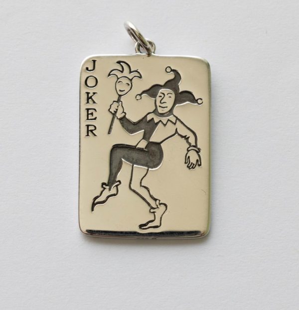 925 Sterling Joker Playing Card Pendant