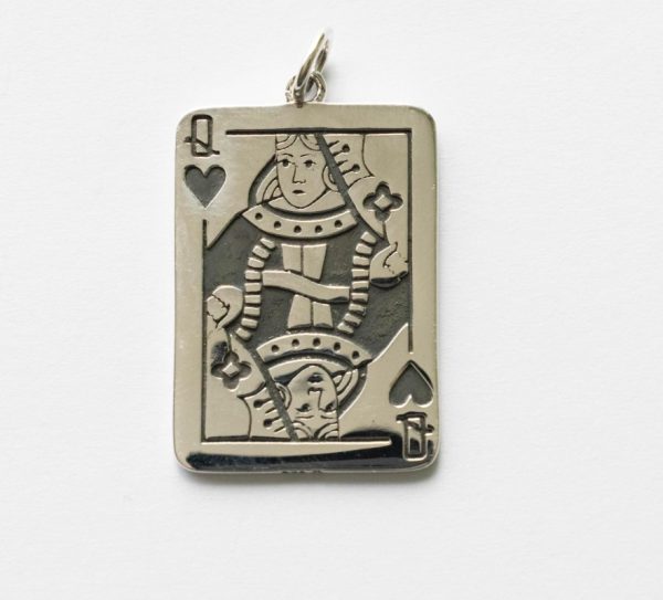 925 Sterling Queen Playing Card Pendant