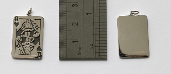 925 Sterling Queen Playing Card Pendant - Image 2