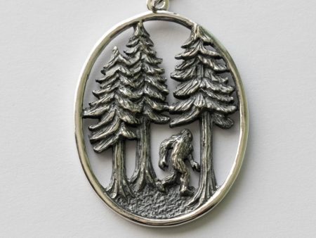 925 Sterling Silver Bigfoot in the Forest Pendant