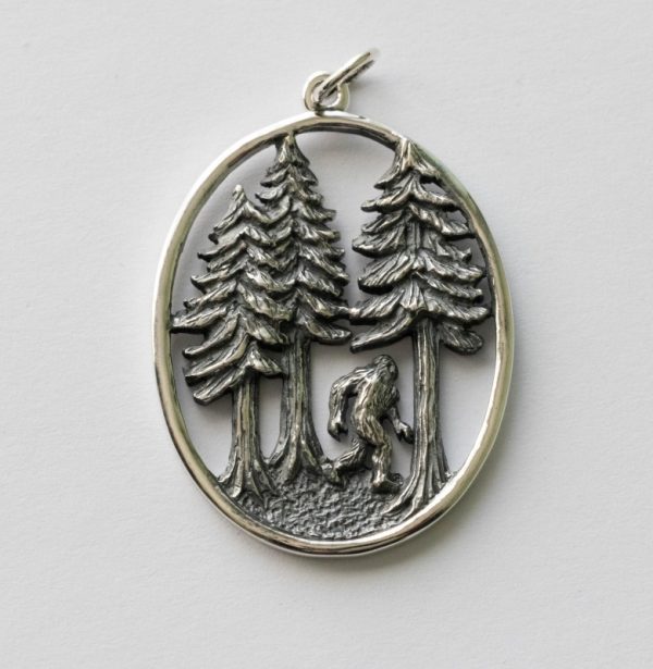 925 Sterling Silver Bigfoot in the Forest Pendant