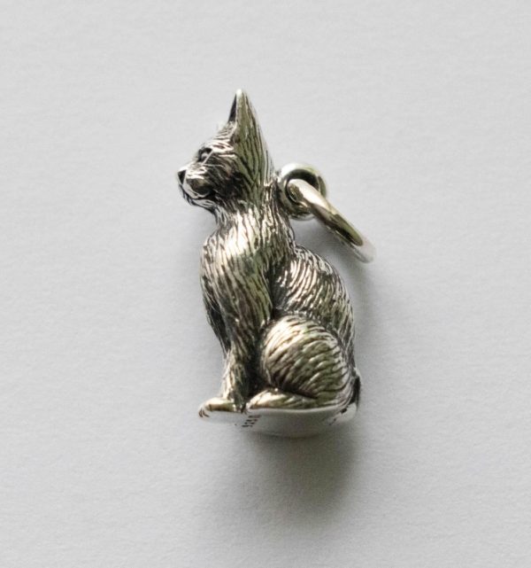 925 Sterling Silver 3D Cat Charm - Image 2