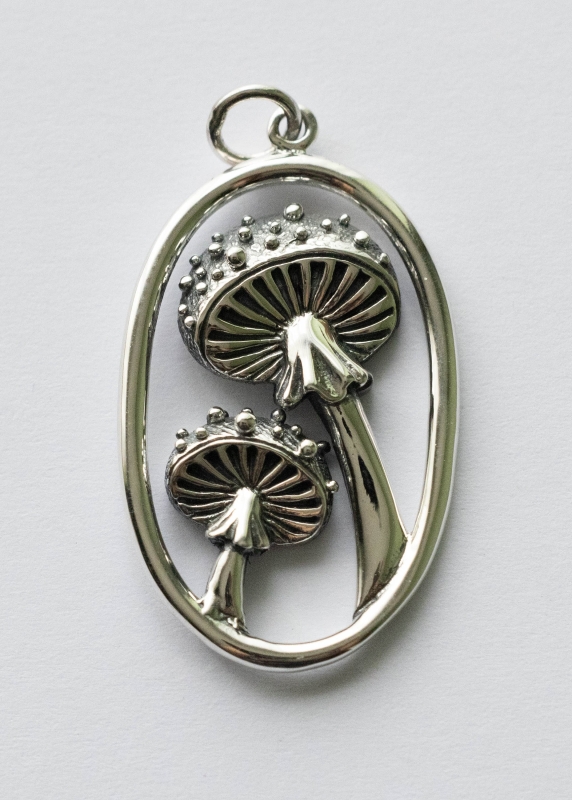 925 Sterling Silver Agaric Mushrooms Pendant