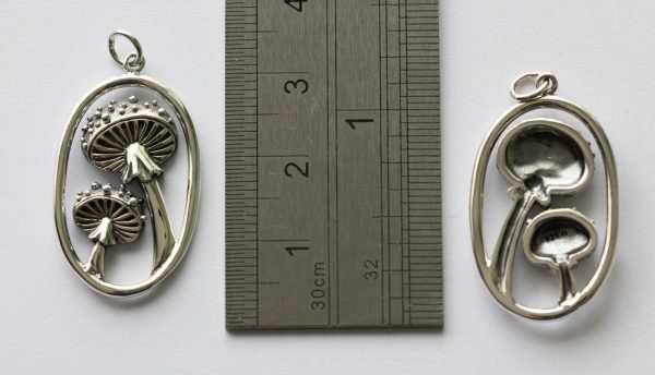 925 Sterling Silver Agaric Mushrooms Pendant - Image 2