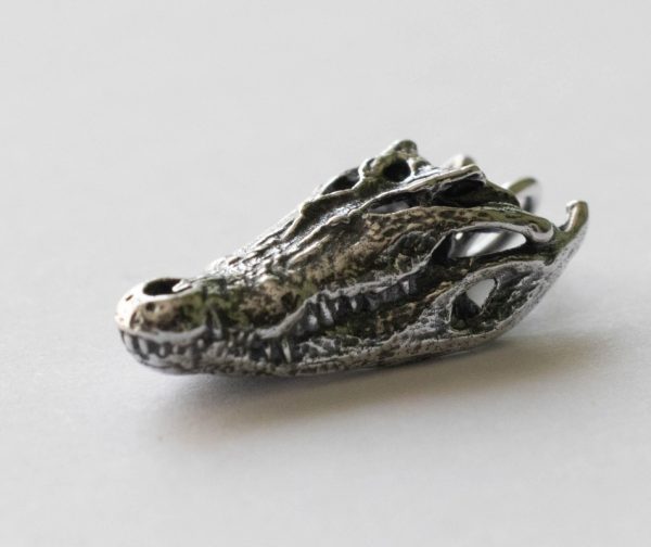 925 Sterling Silver Alligator Skull Charm