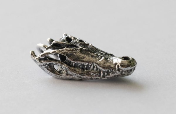 925 Sterling Silver Alligator Skull Charm - Image 2