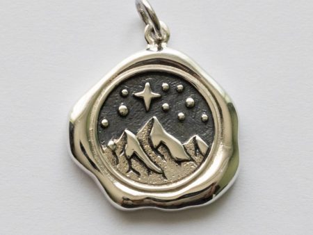 925 Sterling Silver Mountain Wax Seal Charm