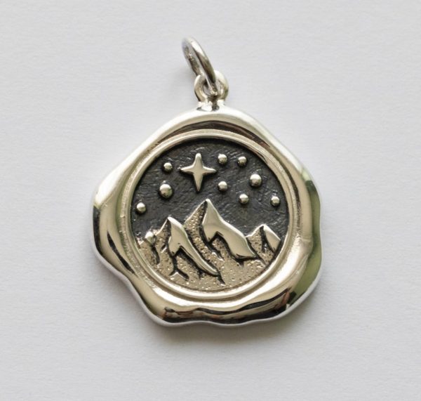 925 Sterling Silver Mountain Wax Seal Charm