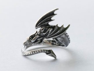 925 Sterling Silver Dragon Adjustable Ring