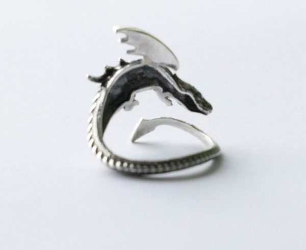 925 Sterling Silver Dragon Adjustable Ring - Image 3