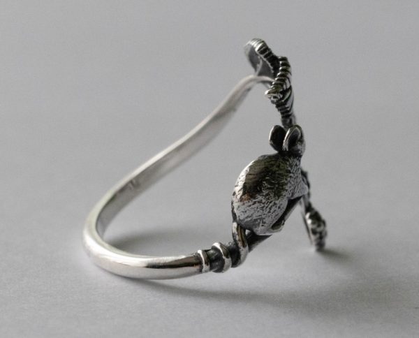 925 Sterling Silver Mouse and Blackberry Adjustable Ring - Image 5