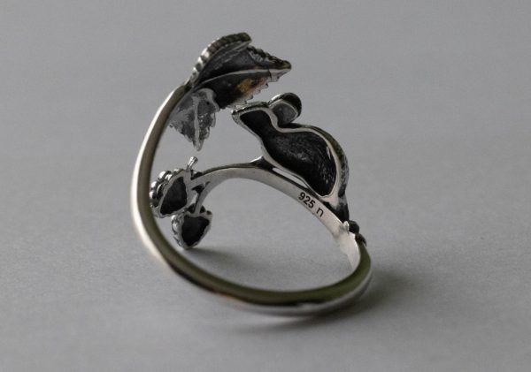 925 Sterling Silver Mouse and Blackberry Adjustable Ring - Image 4