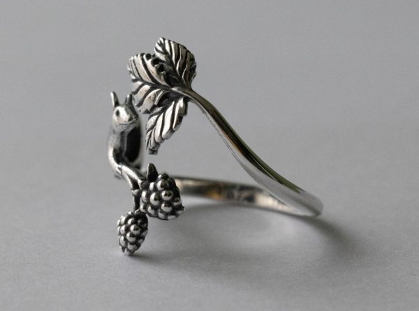 925 Sterling Silver Mouse and Blackberry Adjustable Ring - Image 3