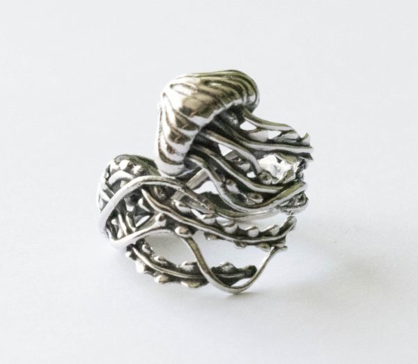 925 Sterling Silver Jellyfish Adjustable Ring
