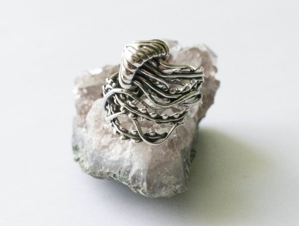 925 Sterling Silver Jellyfish Adjustable Ring - Image 4