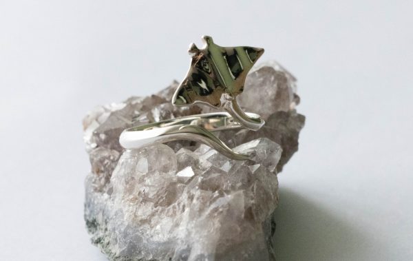 925 Sterling Silver Stingray Adjustable Ring - Image 3