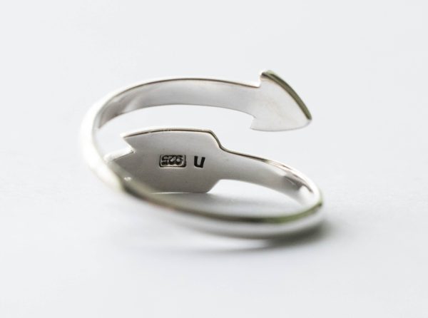 925 Sterling Silver Arrow Adjustable Ring - Image 2
