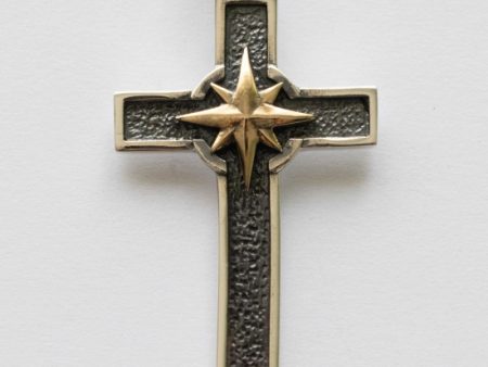925 Sterling Silver Cross with Bronze Star Pendant