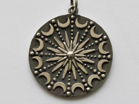 925 Sterling Silver Sun and Moon Mandala Pendant
