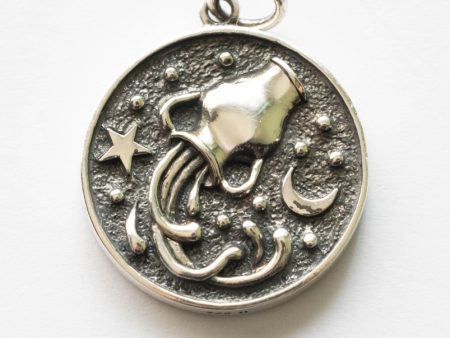 925 Sterling Silver Astrology Aquarius Pendant