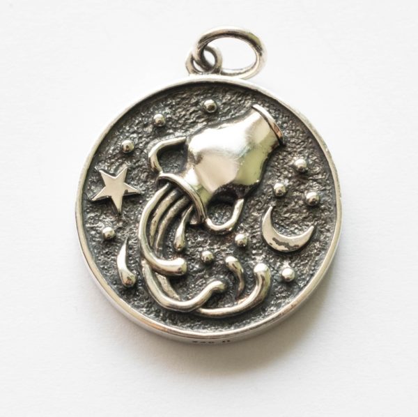 925 Sterling Silver Astrology Aquarius Pendant