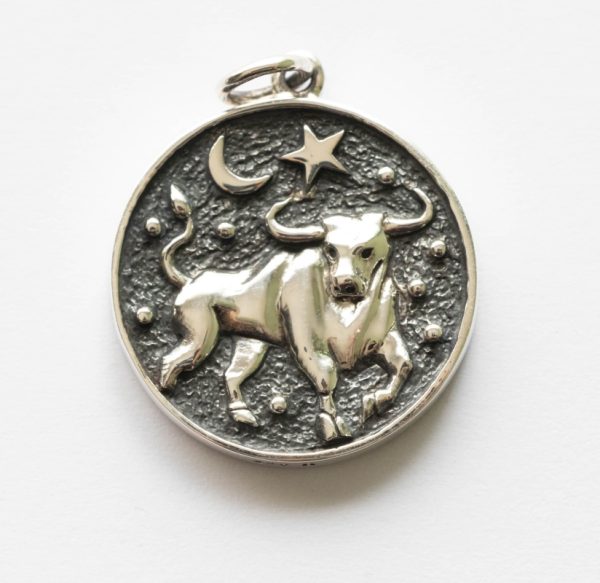 925 Sterling Silver Astrology Taurus Pendant