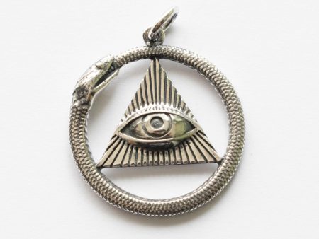 925 Sterling Silver All Seeing Eye and Ouroboros Pendant