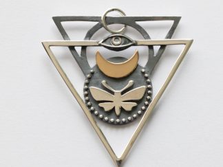 925 Sterling Silver Triangle Pendant with Moth and Eye