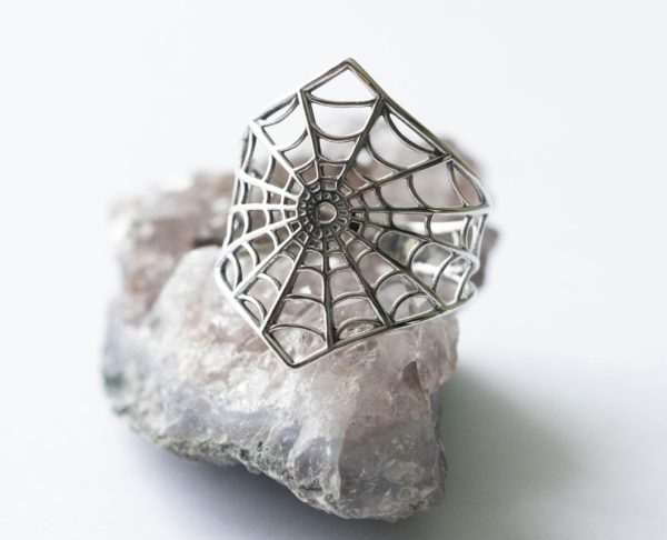 925 Sterling Silver Spiderweb Ring - Image 5