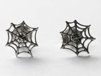 925 Sterling Silver Small Spiderweb Post Earrings ( 1 pair)