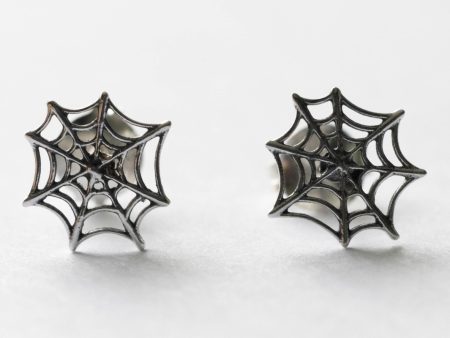 925 Sterling Silver Small Spiderweb Post Earrings ( 1 pair)