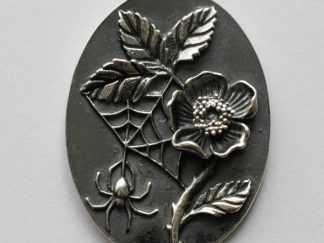 925 Sterling Silver Wild Rose and Spider Pendant