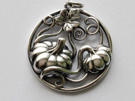 925 Sterling Silver Pumpkins with Vine Pendant