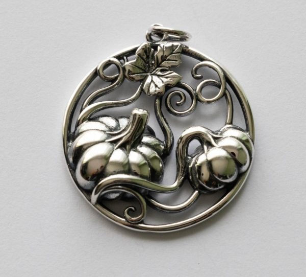 925 Sterling Silver Pumpkins with Vine Pendant