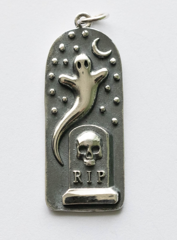 925 Sterling Silver Ghost in Graveyard Charm