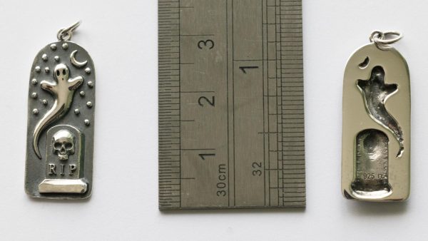 925 Sterling Silver Ghost in Graveyard Charm - Image 2