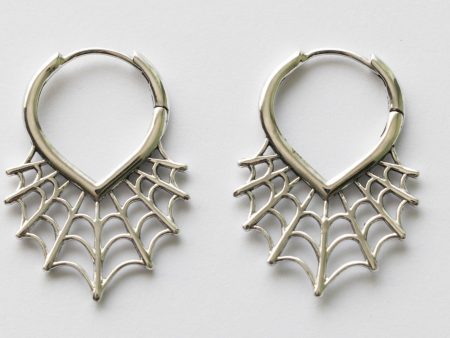925 Sterling Silver Spiderweb Huggie Hoop Earrings ( 1 pair)