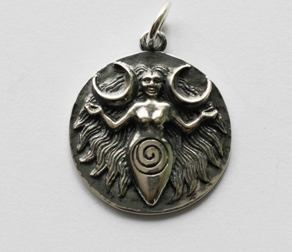 925 Sterling Silver Moon Goddess Coin Charm